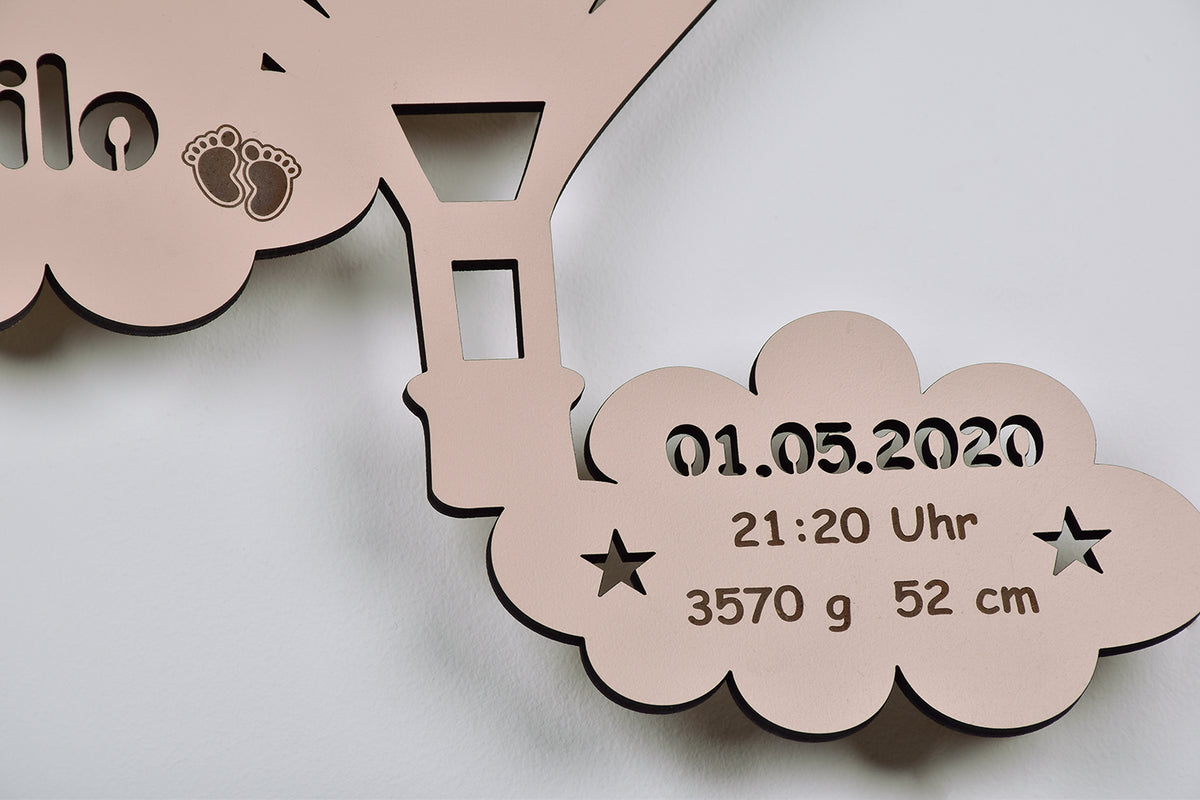 Personalisierbares Nachtlicht Heißluftballon – Sanftes Licht für Kinder